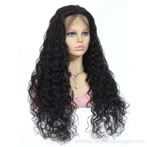 Factory Vendor Selling Raw Indian Human Hair Wig 13X4 Water Wave Lace Front Human Hair Wig Pre Plucked Baby Hair for black women